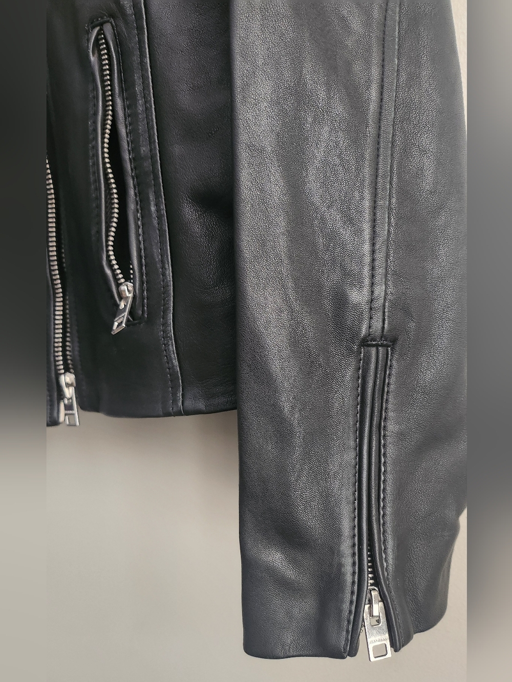 Lucky Brand Genuine Black Leather Asymmetrical Moto Jacket - Picture 4 of 12